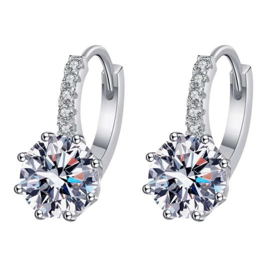 4 Carat Moissanite 925 Sterling Silver Dangle Clasp Earrings