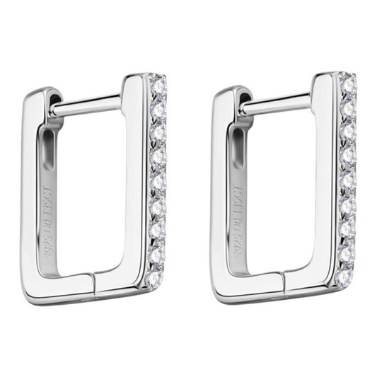 Moissanite Geometric 925 Sterling Silver8K White Gold Plated Earrings