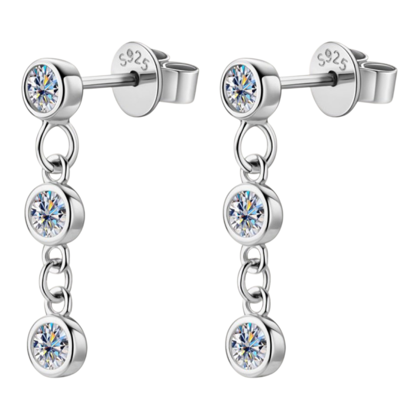 Moissanite 925 Sterling Silver Platinum-plated Drop Earrings