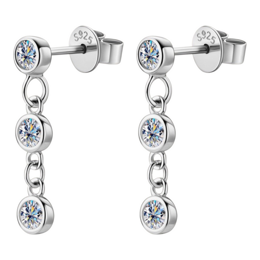 Moissanite 925 Sterling Silver Platinum-plated Drop Earrings