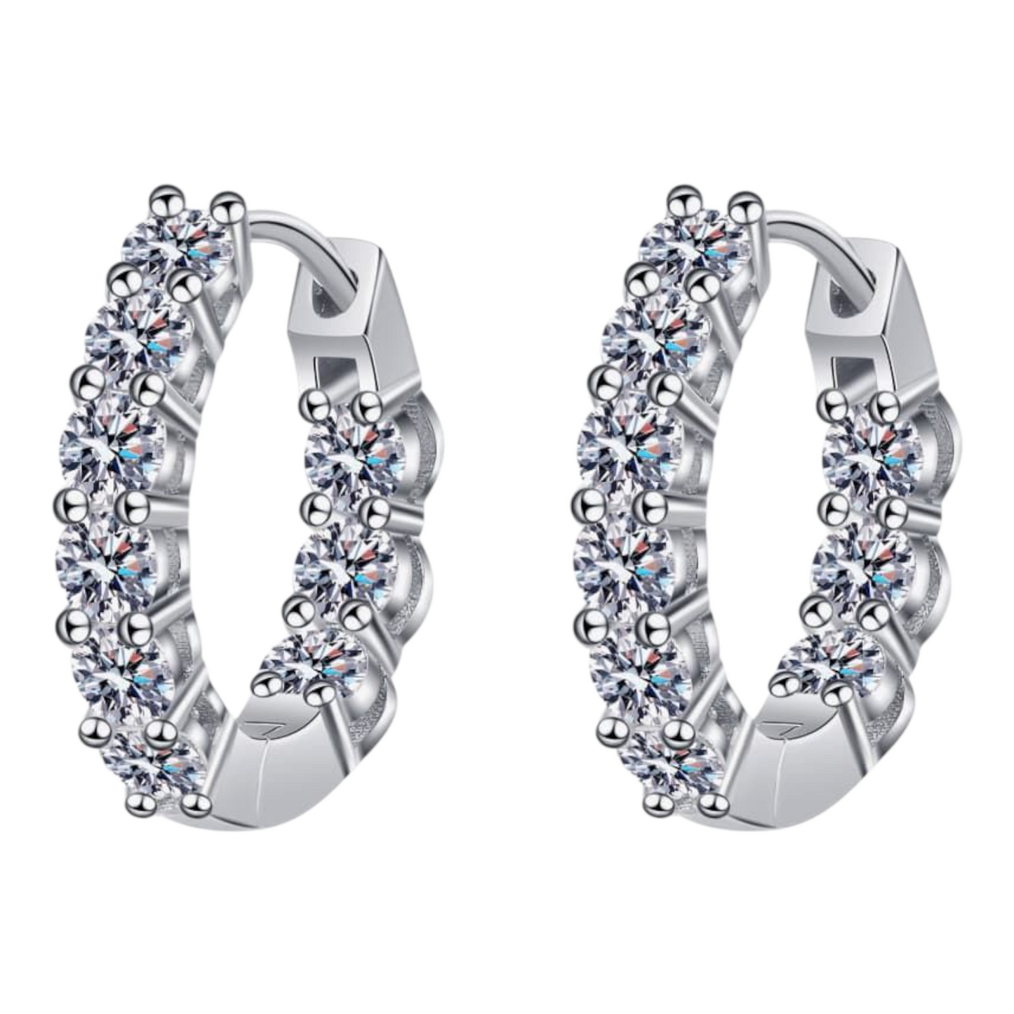 1.8 Carat Moissanite 925 Sterling Silver Hoop Earrings