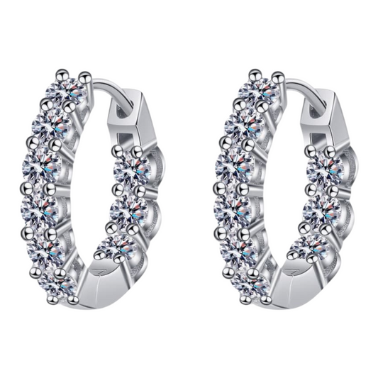 1.8 Carat Moissanite 925 Sterling Silver Hoop Earrings
