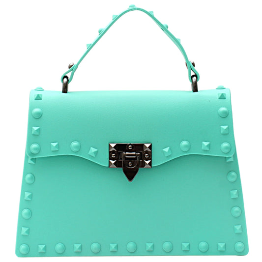 Brand Female Studded Handbag Crossbody Jelly Purse for Women Medium Mint