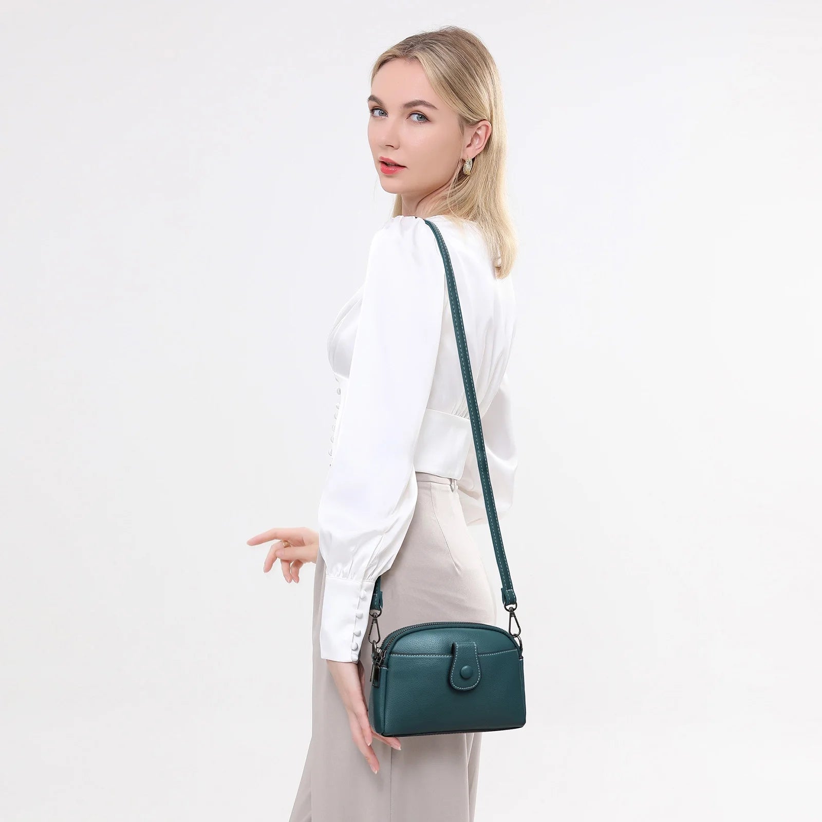 Womens Small Crossbody Bag Shoulder Hand Bags Leather Crossbody Purse for Women Lightweight Adjustable Strap Blue