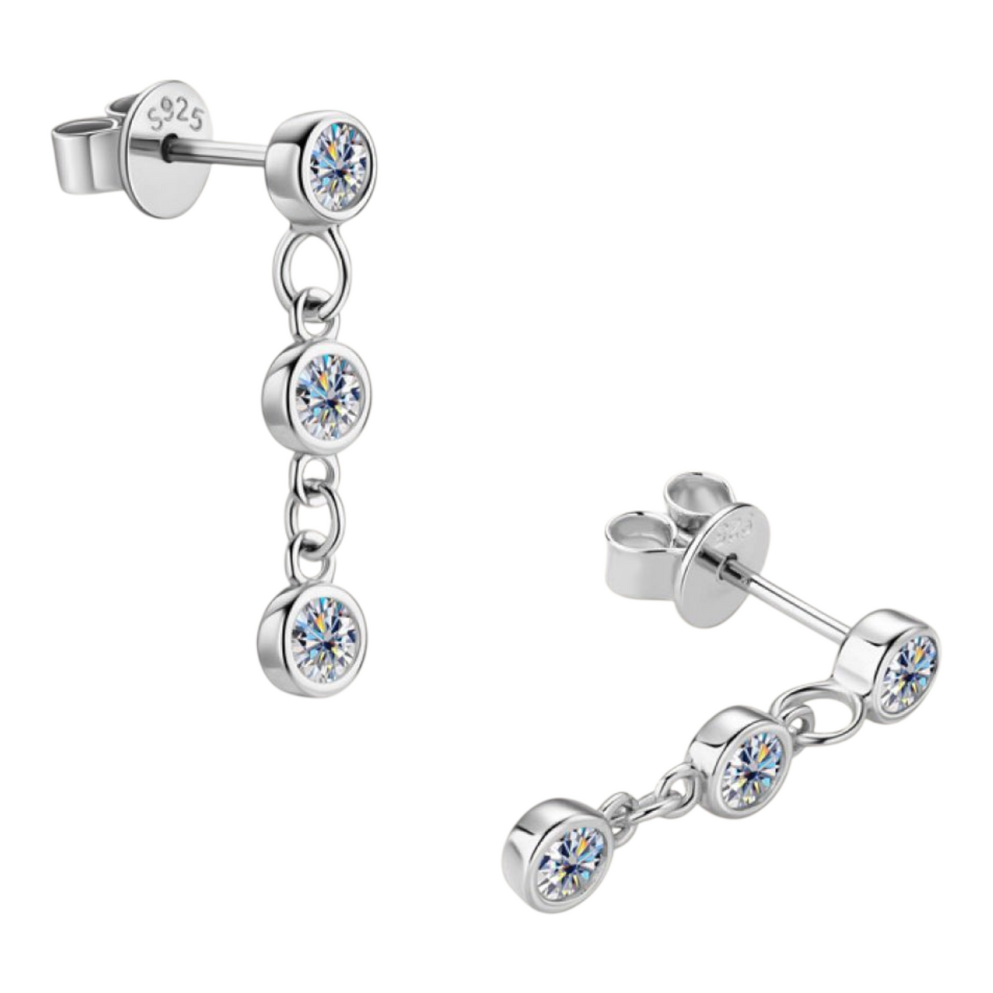 Moissanite 925 Sterling Silver Platinum-plated Drop Earrings