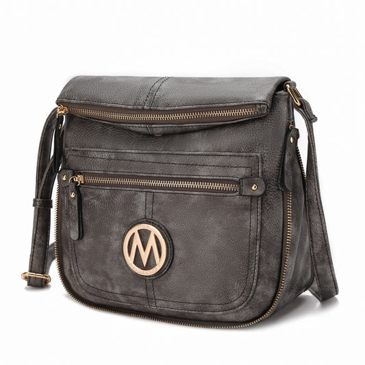 Luciana Women'S Crossbody Bag, Vegan Leather Shoulder Bag Handbag Purse for Travel, Work and School by Mia K - Pewter