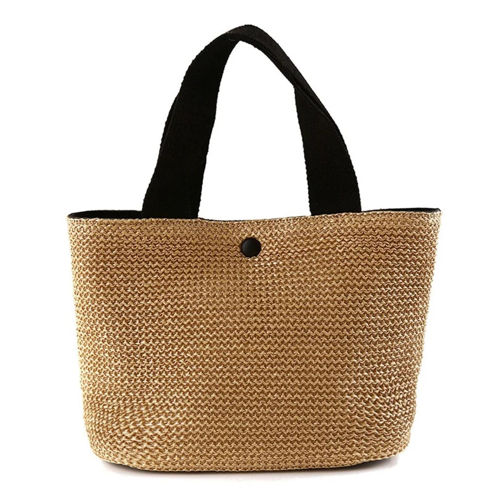 Women Straw Beach Tote Bags Handmade Woven Bag with Handle Boho Summer Handwoven Handbag Purse