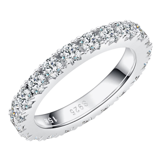 2.3 Carat Moissanite 925 Sterling Silver Platinum-Platinum-Plated Eternity Ring