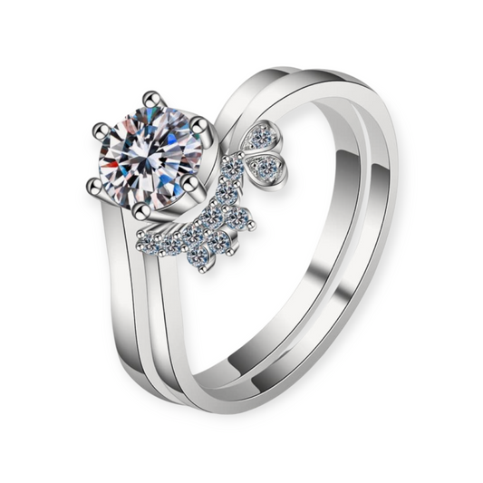 1 Carat Moissanite with Zicorn Accents 925 Sterling Two-Piece Ring Set