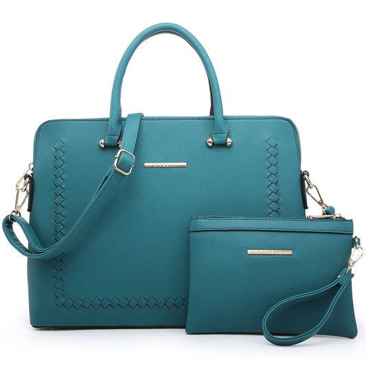 Women Handbags 2 Pcs Satchel Purse Top Handle Briefcase Work Bag for 14 in Laptop