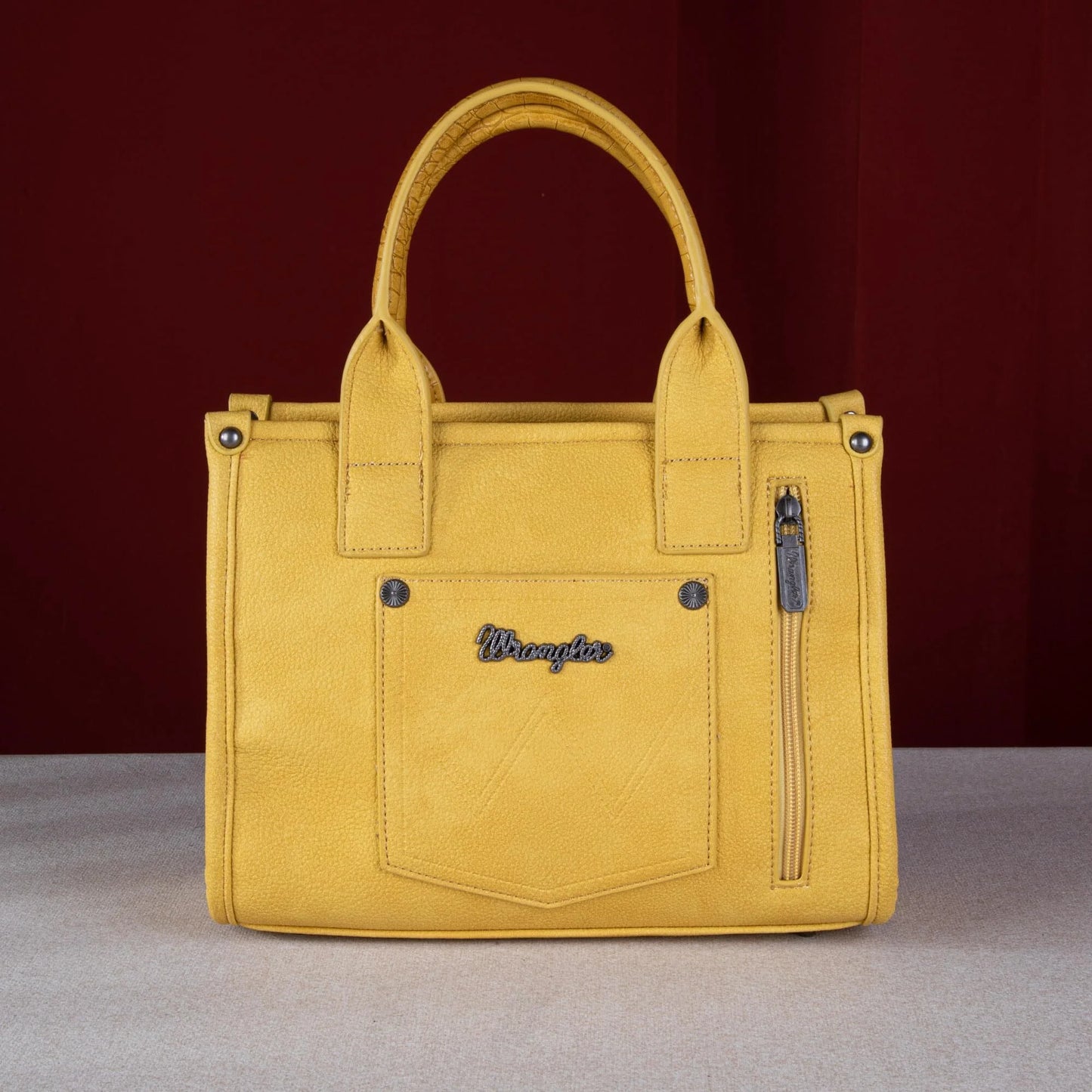 Wrangler Medium Tote Bag for Women Designer Satchel Handbags Top-Handle Purses with Strap, Patchwork-Yellow