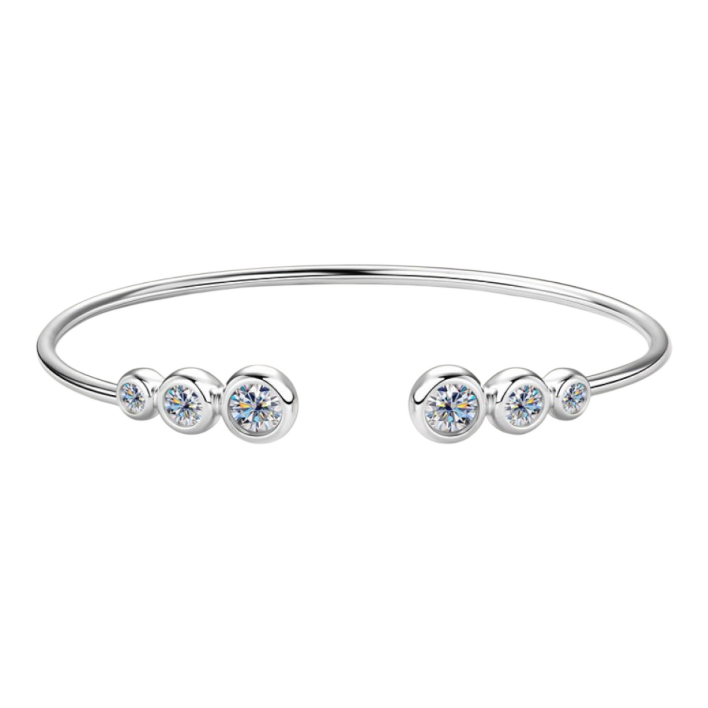 1.8 Carat Moissanite 18K Gold or Platinum Cuff Bracelet