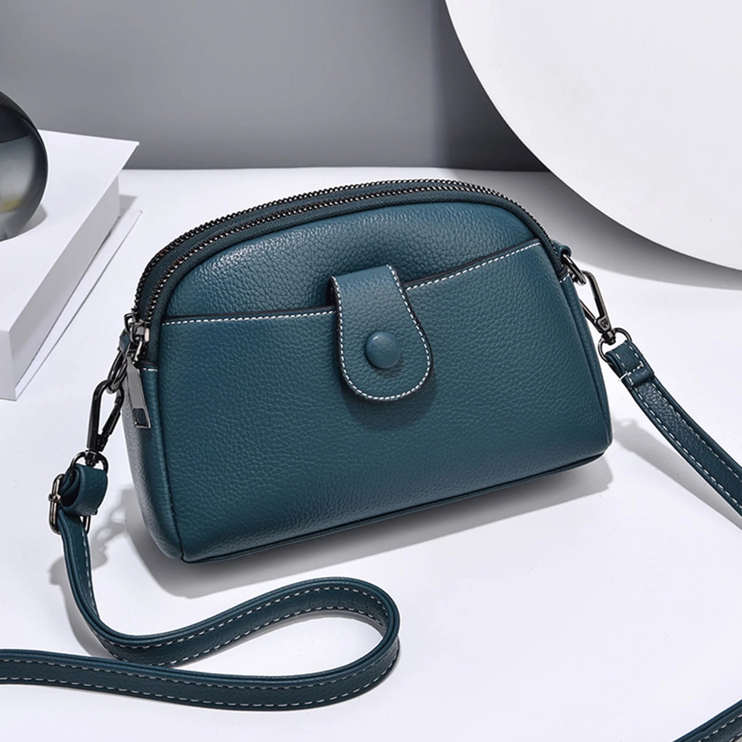 Womens Small Crossbody Bag Shoulder Hand Bags Leather Crossbody Purse for Women Lightweight Adjustable Strap Blue