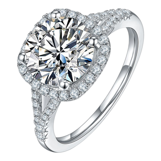 3 Carat Moissanite with Zicorn Accents Platinum Halo Ring