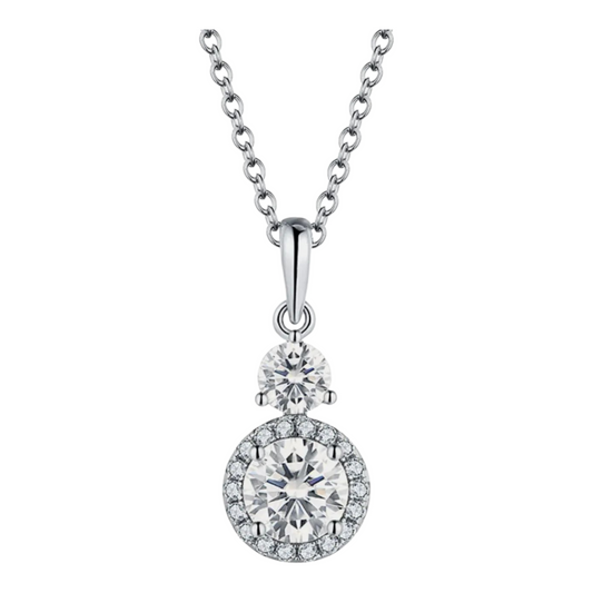 1 Carat Moissanite 925 Sterling Silver Platinum-Plated Pendant Necklace