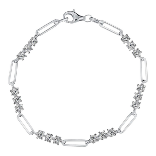 1.8 Carat Moissanite 925 Sterling Silver Platinum-Plated Link Bracelet