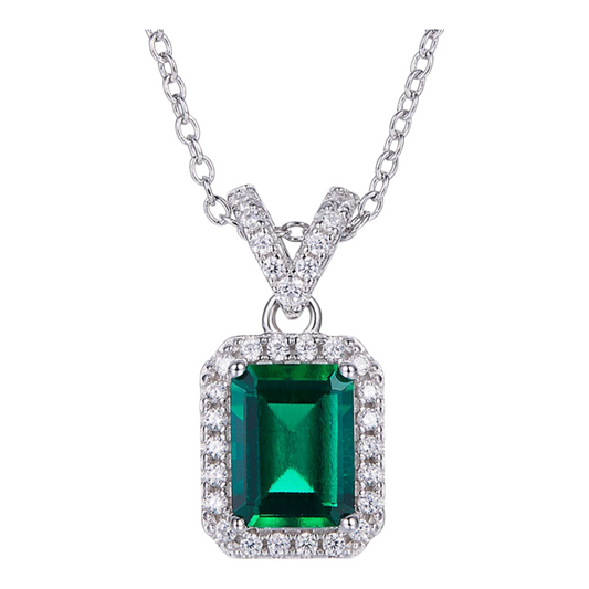 Adored 1.25 Carat Lab-Grown Emerald with Zicorn Accents Pendant Necklace