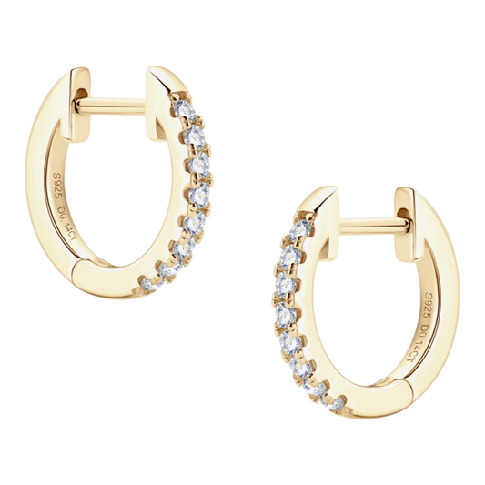 18K Gold or Platinum Moissanite Huggie Earrings